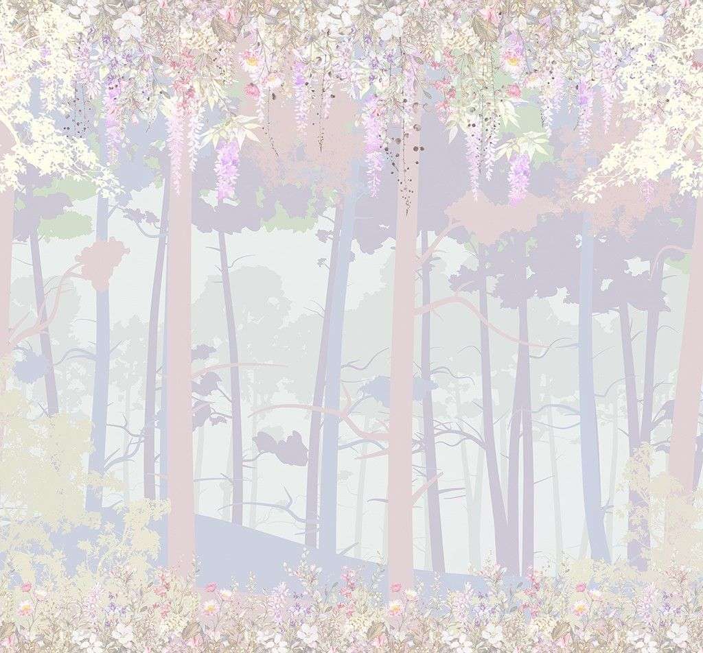 Фотообои в интерьере лес розовый детский    14-781 фото