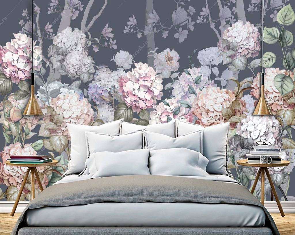 Фотообои в интерьере гортензии  13-115 фото