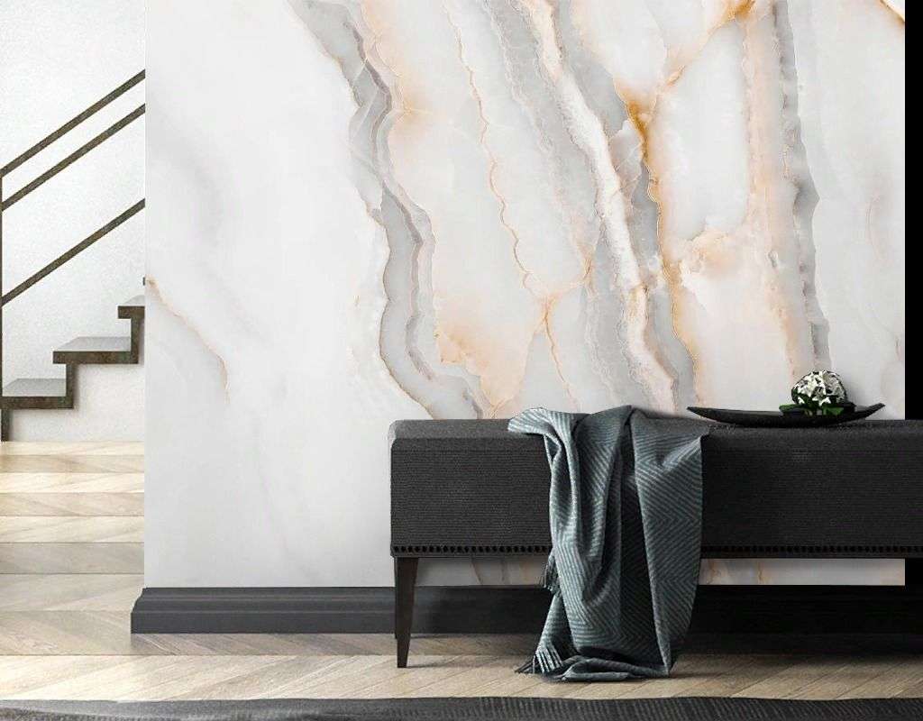 Фотообои в интерьере мрамор белый с золотом  9-2065 фото