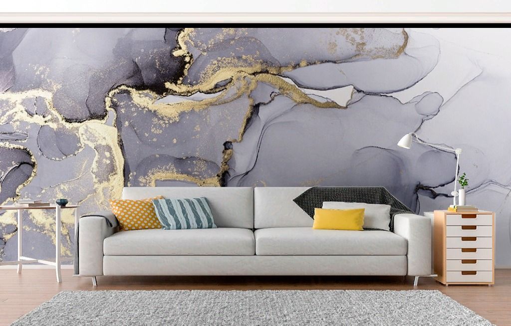 Фотообои Флюид Арт серый  9-2000