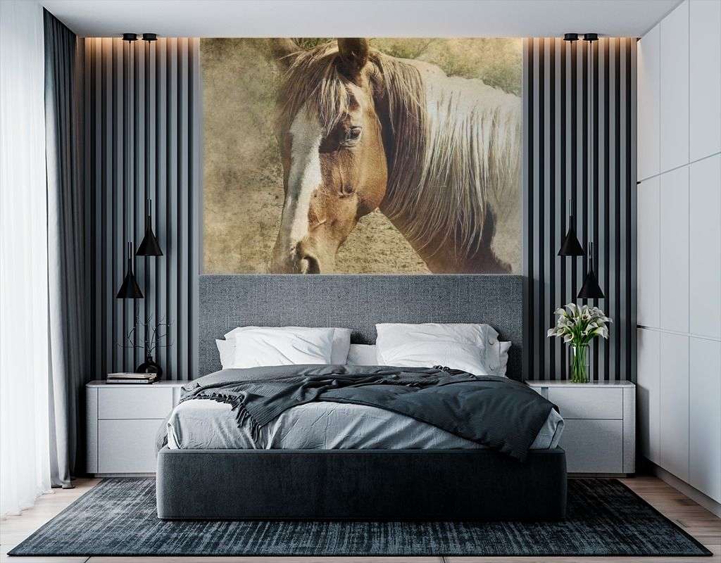 Фотообои в интерьере грустный конь  17-4325 фото
