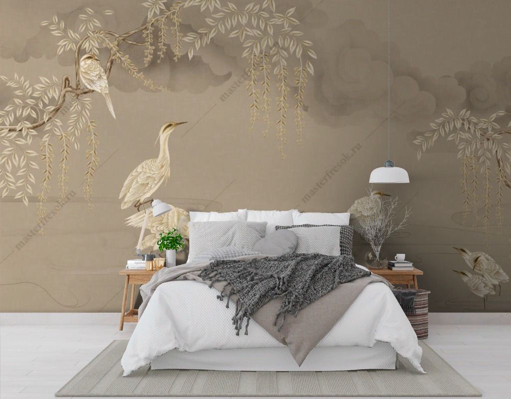 Фотообои Золотые журавли  9-1691