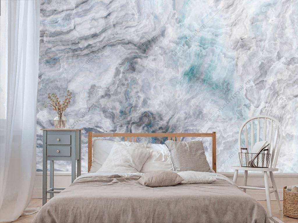 Фотообои в интерьере флюид арт голубой оникс  9-1005 фото