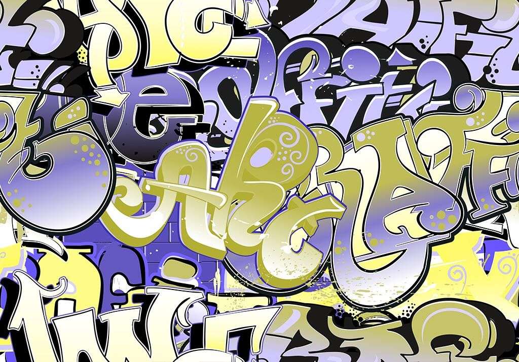 Фотообои в интерьере графити современные  12-1281 фото