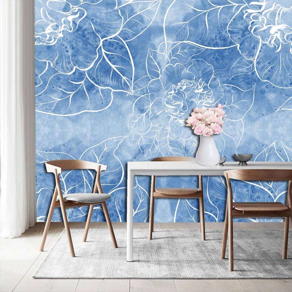 Фотообои в интерьере голубые розы  9-1178 фото