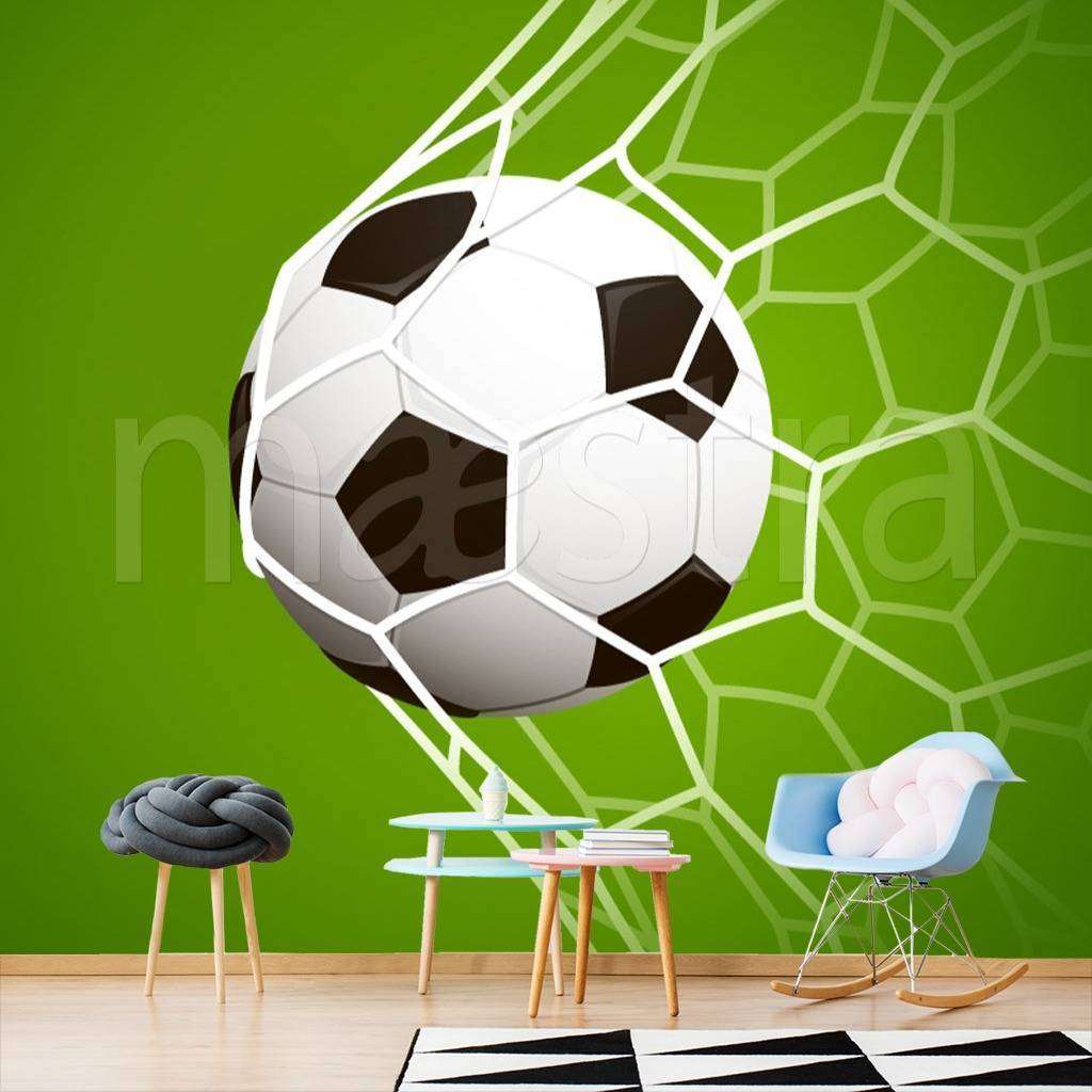 Фотообои в интерьере мяч в сетке на зеленом фоне  12-524 фото