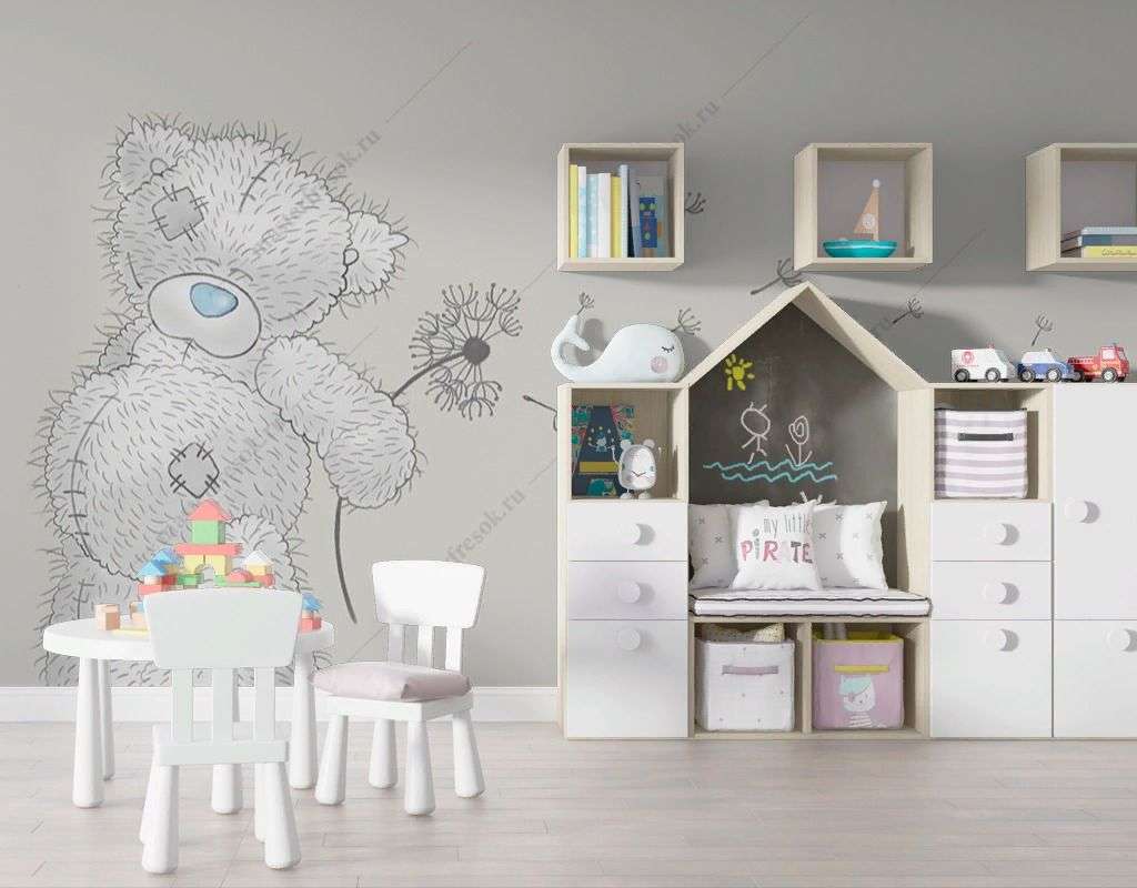 Фотообои в интерьере мишка тедди  14-554 фото