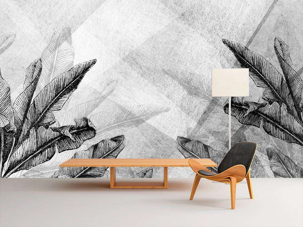 Фотообои в интерьере серый папоротник  15-611 фото