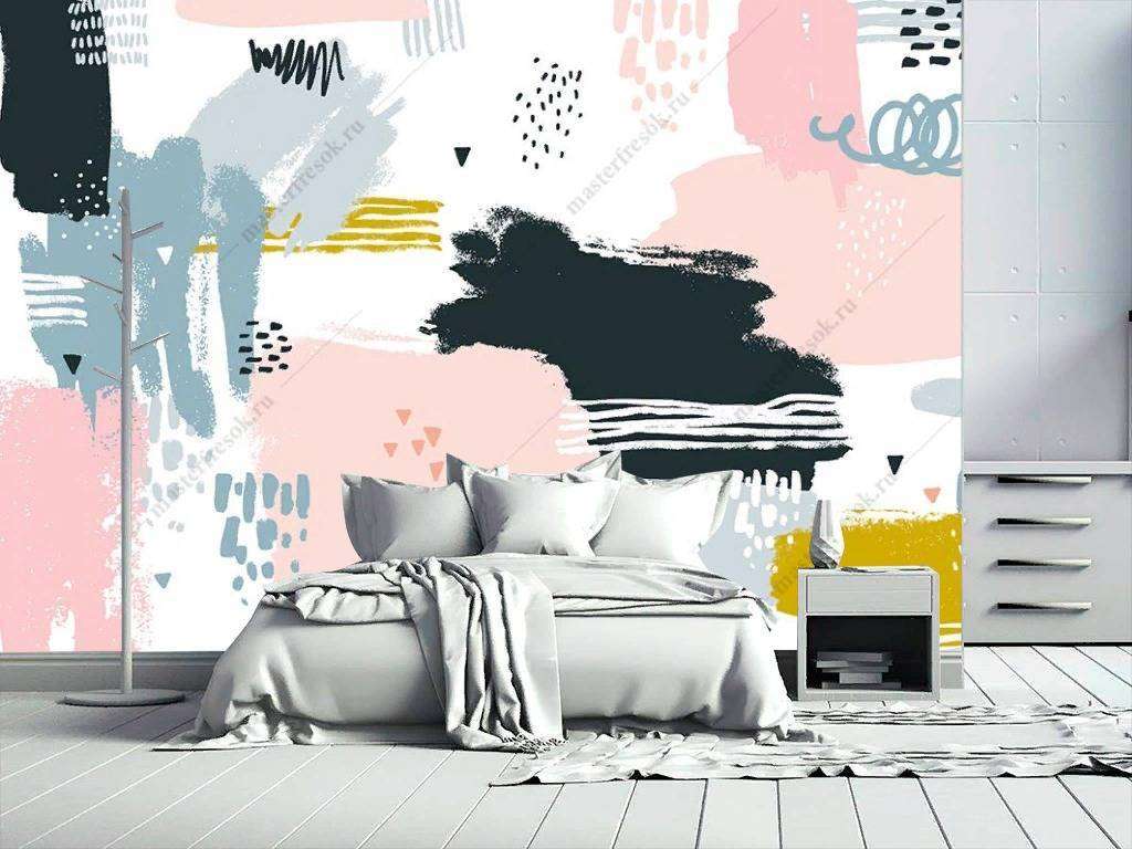 Фотообои в интерьере мазки кистью  9-1130 фото