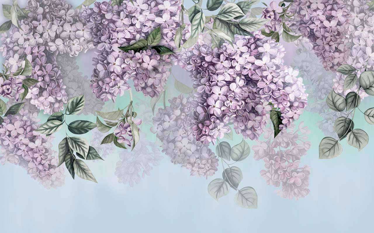 Фотообои в интерьере яркая сирень  13-130 фото