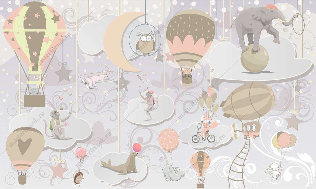 Фотообои в интерьере животные на воздушном шарике  13-166 фото