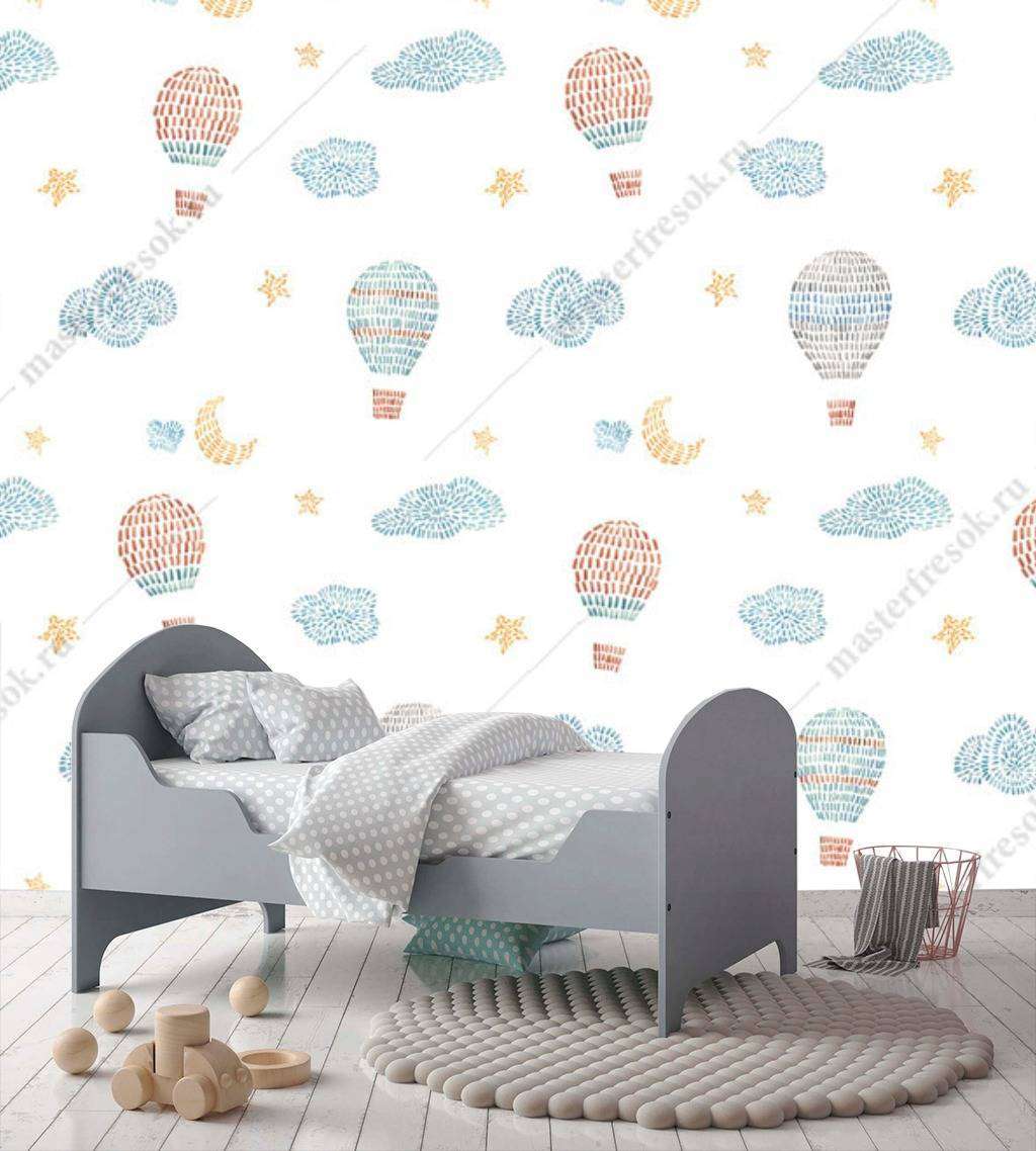 Фотообои в интерьере воздушные шары и облака  12-660 фото