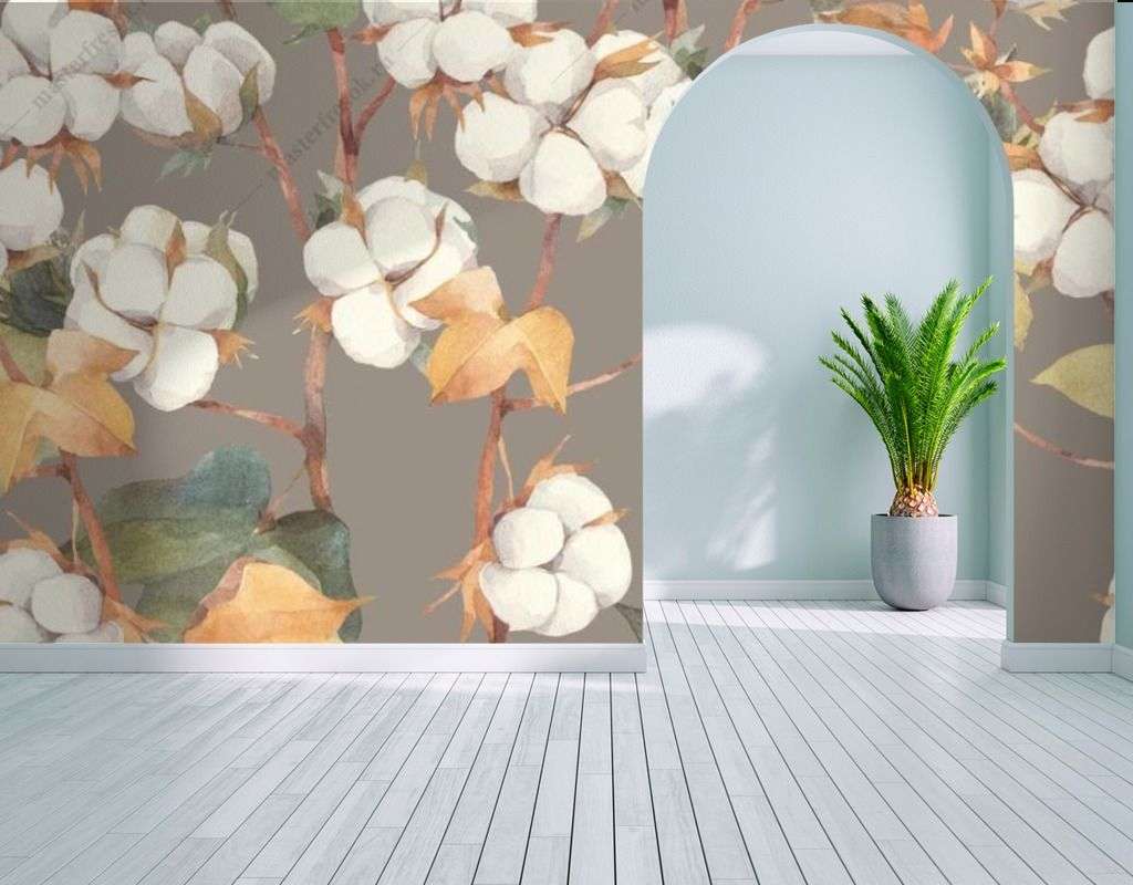 Фотообои в интерьере цветок хлопка  9-1520 фото