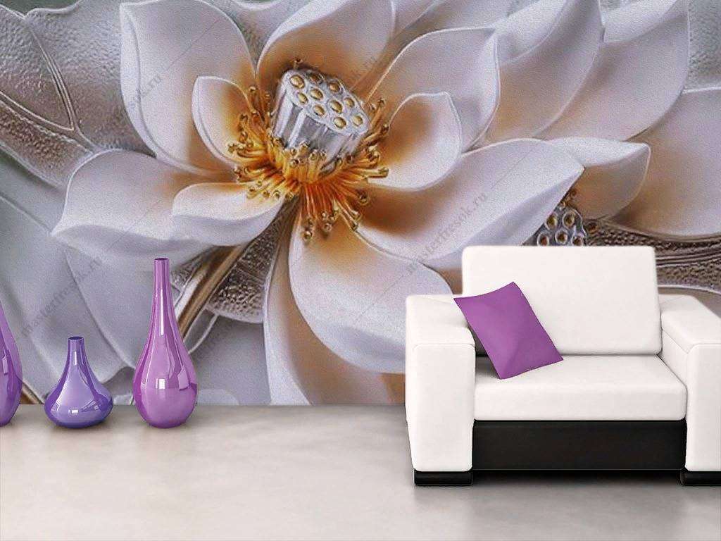 Фотообои в интерьере 3д нежная магнолия  10-858 фото