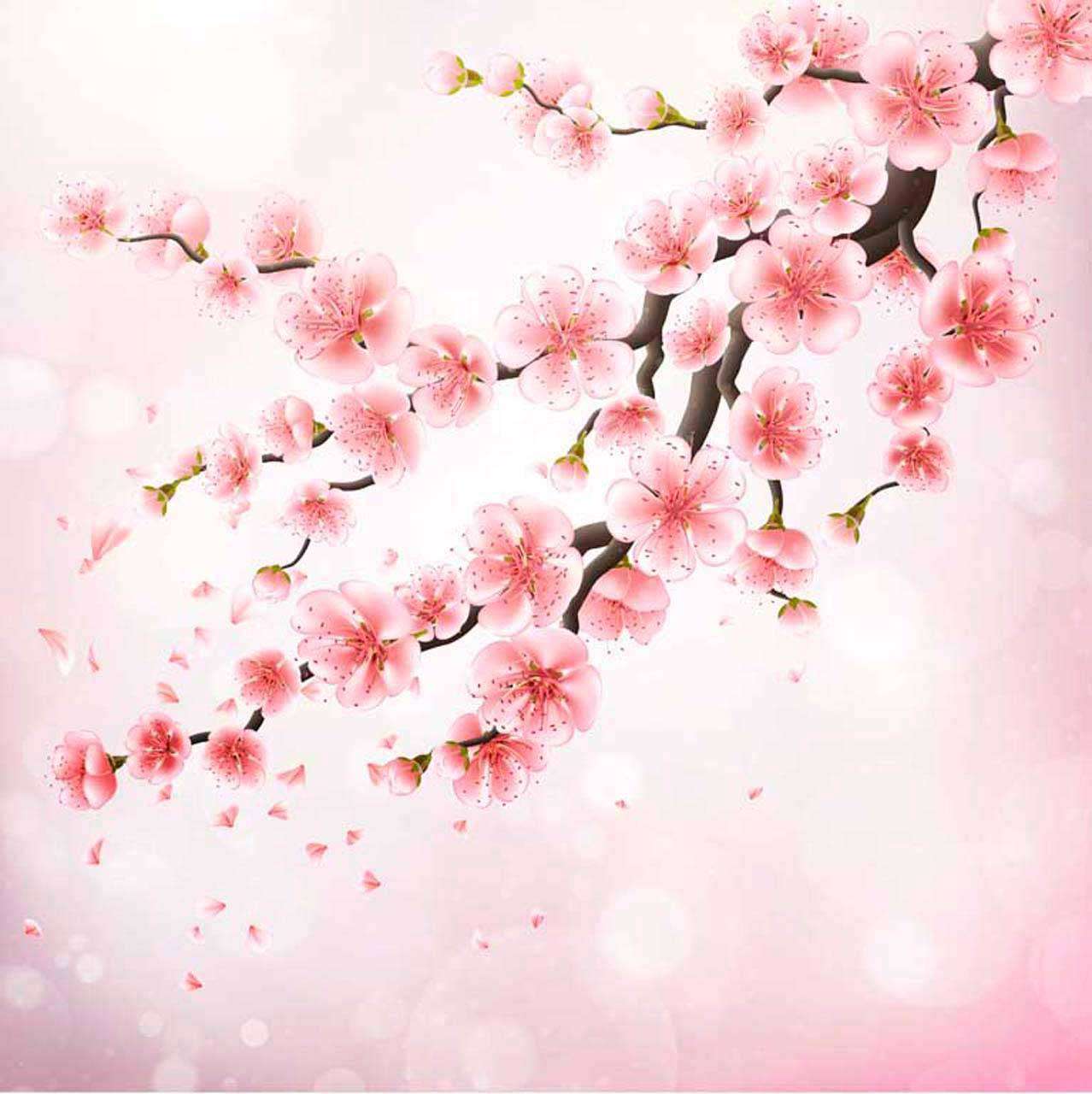 Фотообои в интерьере нарисованная сакура  10-042 фото