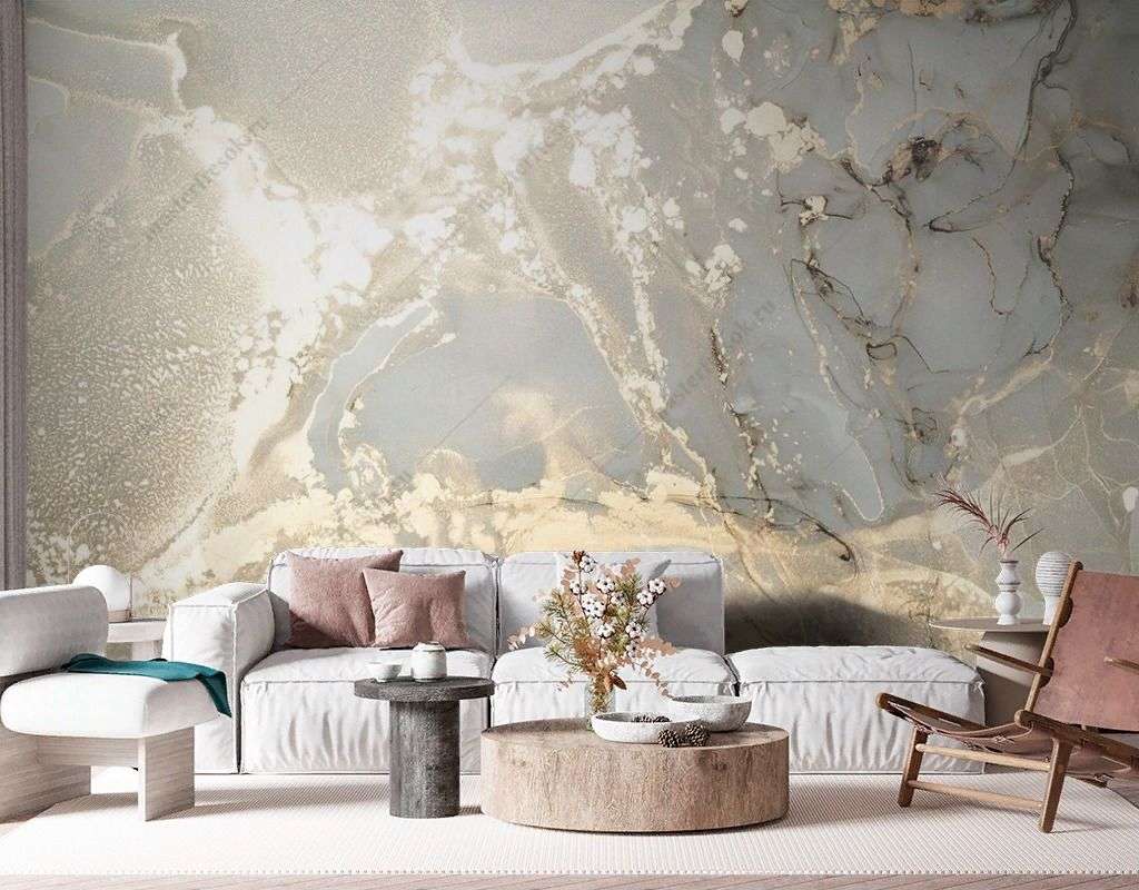 Фотообои в интерьере мрамор с золотыми прожилками  9-1777 фото