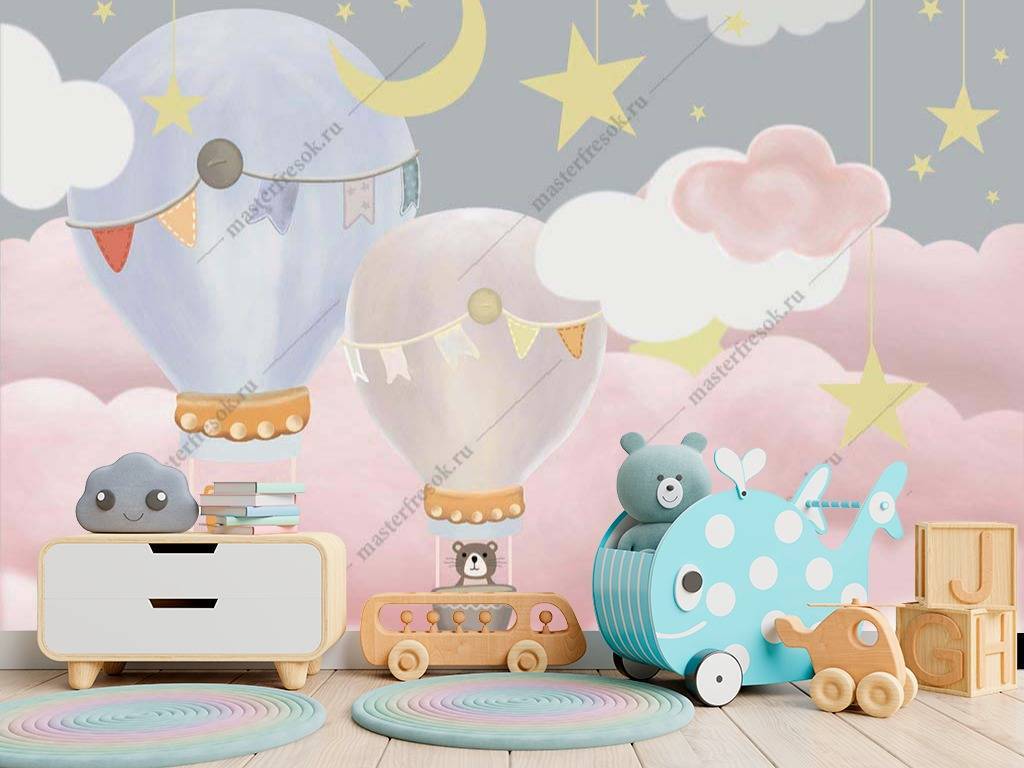 Фотообои Воздушный шар в облаках  14-049