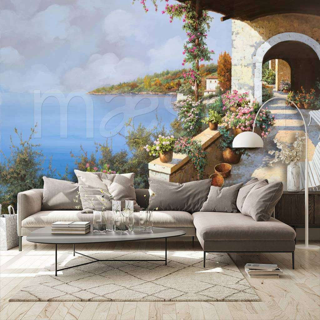 Фотообои Набережная с выходом через арку  8-072