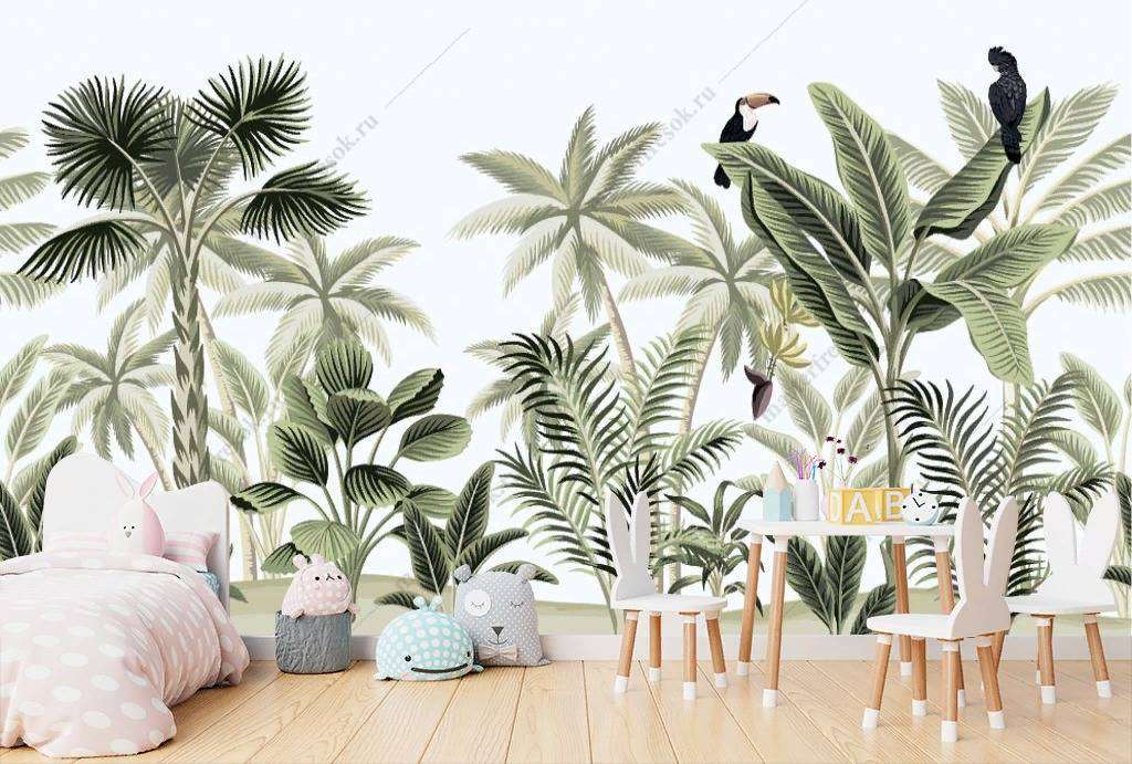 Фотообои в интерьере яркие тропики  12-650 фото