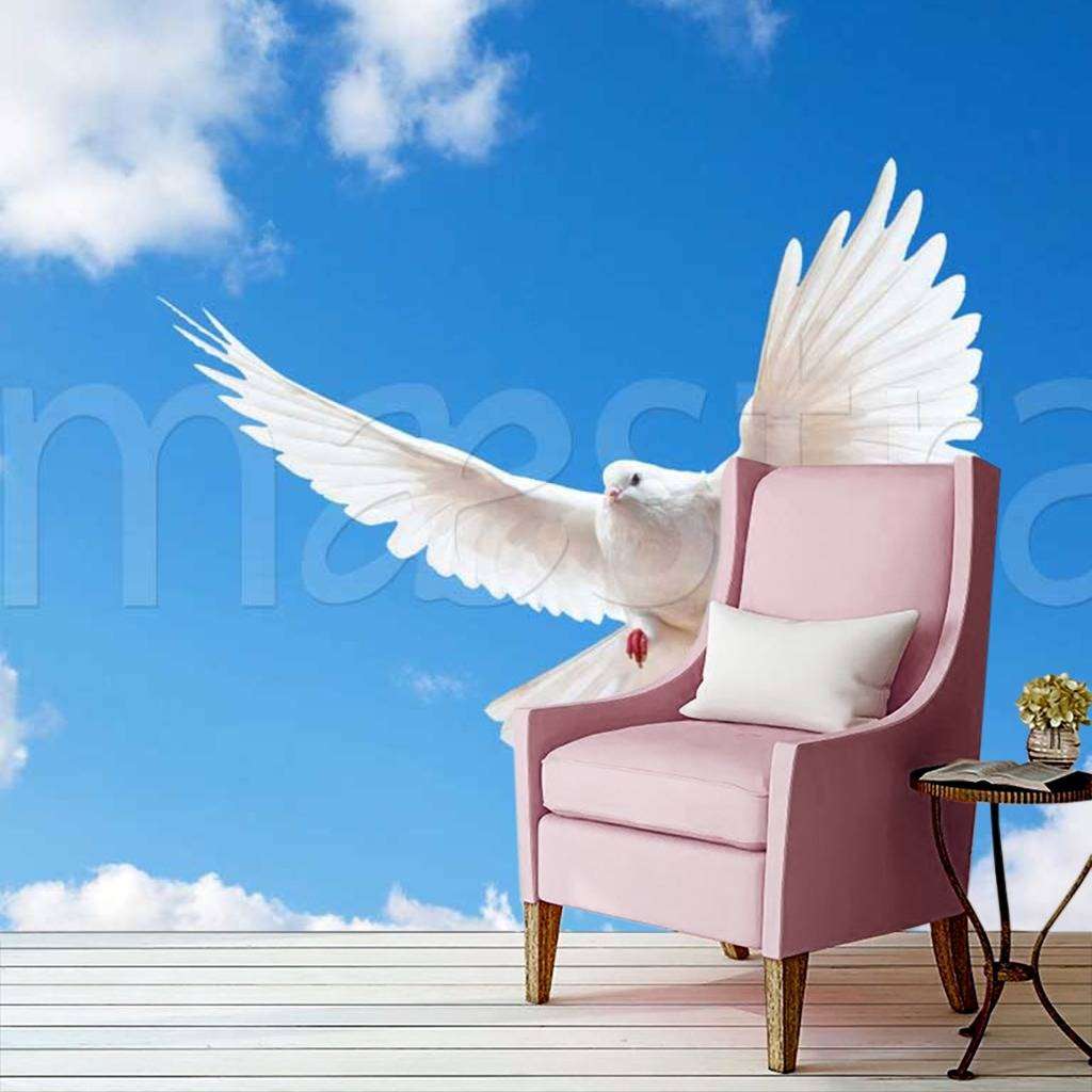 Фотообои Белый голубь в нежных облаках  9-374