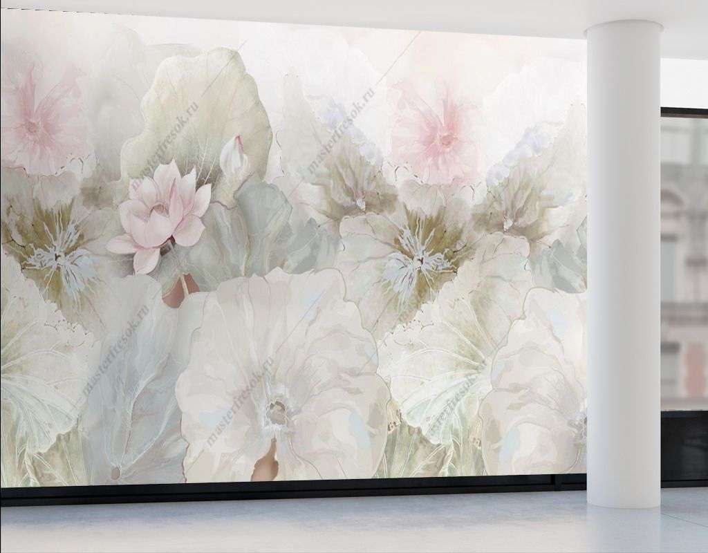 Фотообои в интерьере цветки лотоса  14-477 фото