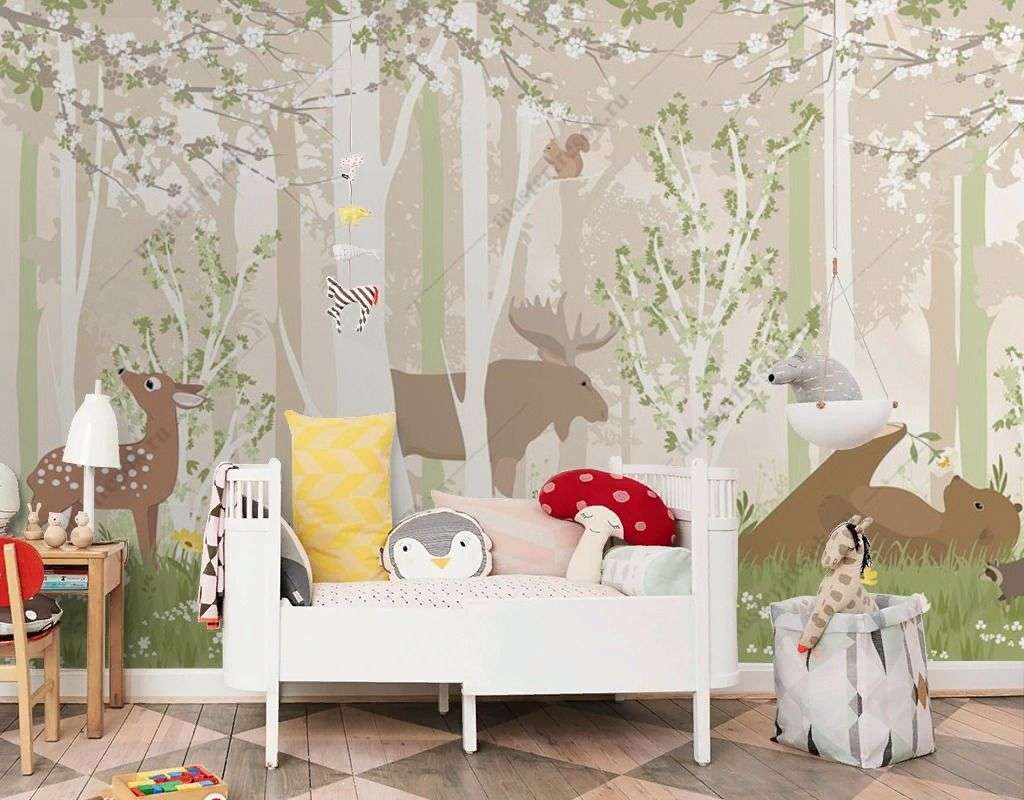 Фотообои в интерьере животные в лесу  12-1599 фото