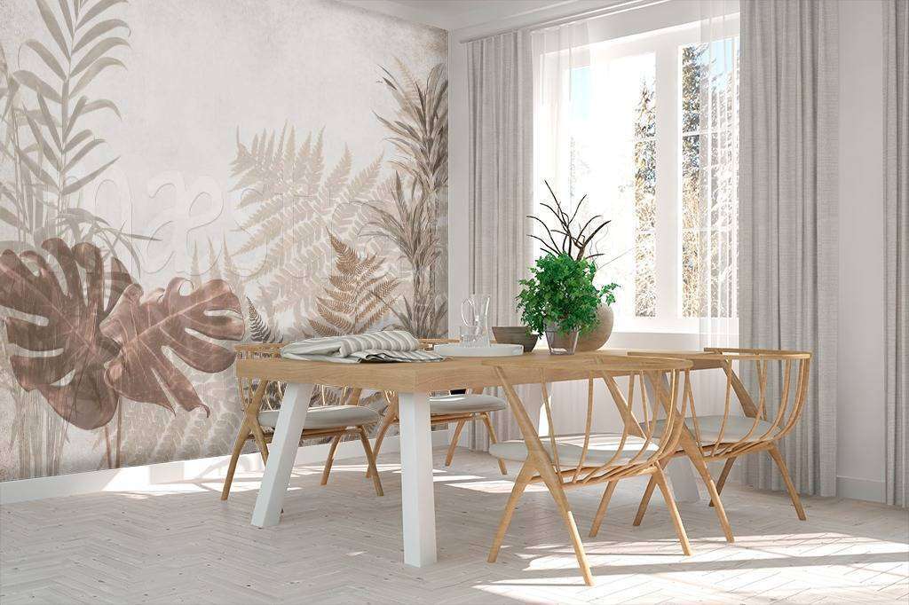 Фотообои Бесшовные обои на стену:  Листья тропические. Артикул: 7-784  