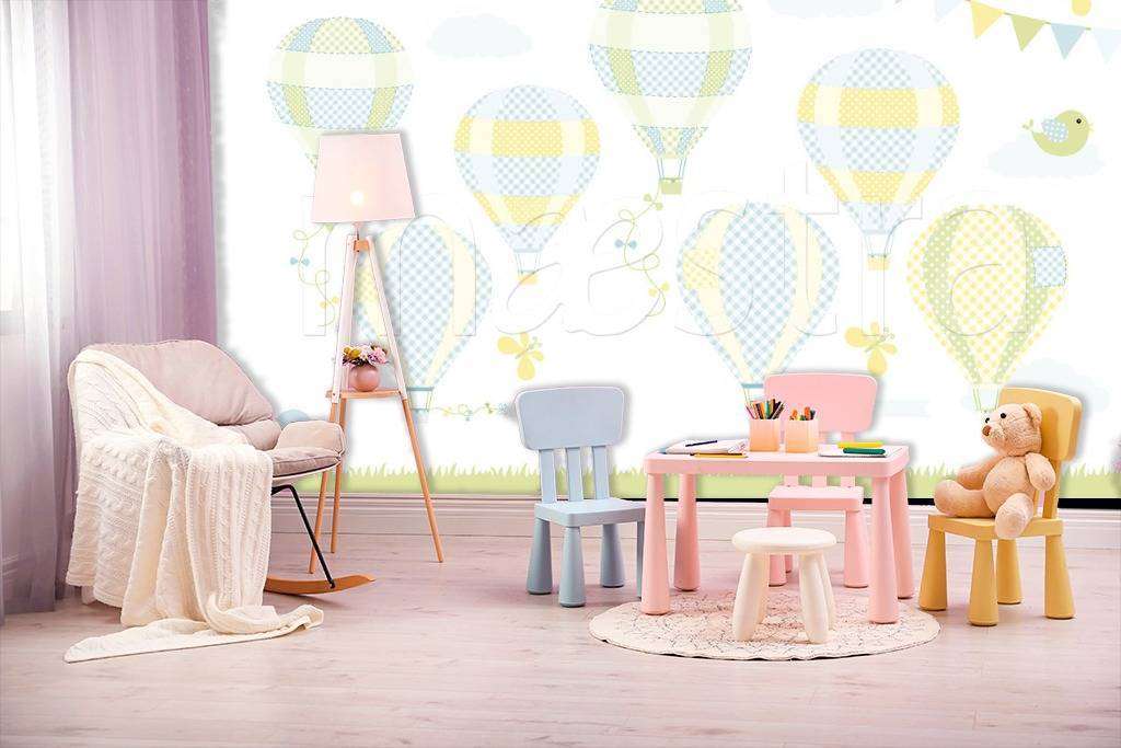 Фотообои в интерьере воздушные шары полосатые  12-460 фото