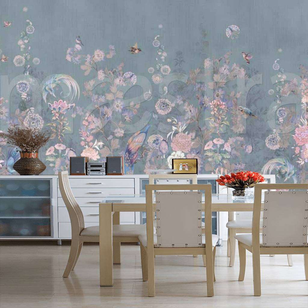 Фотообои Бесшовные обои на стену:  Цветы на сером фоне. Артикул: 7-700  