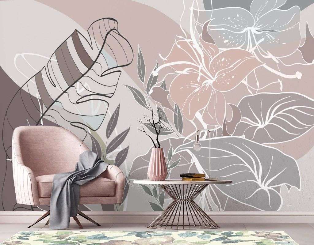 Фотообои в интерьере цветы абстракция  13-718 фото