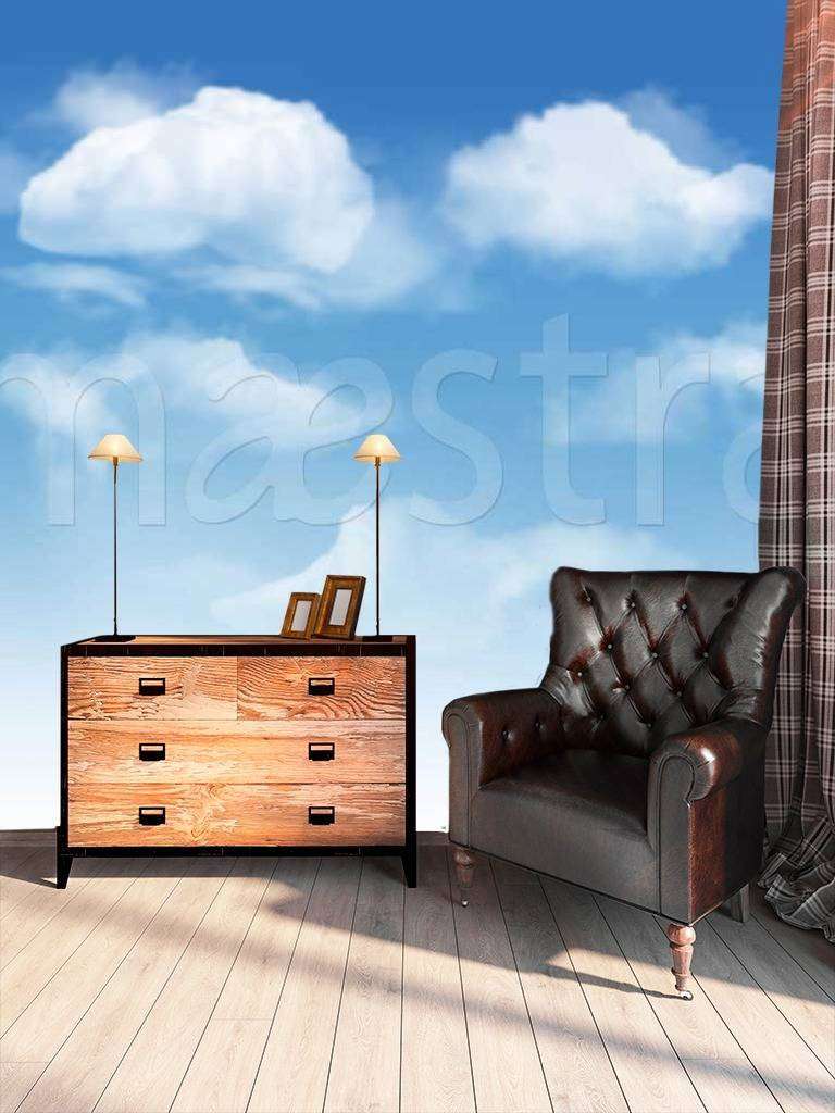 Фотообои Пушистые белые облака на синем небе  9-406