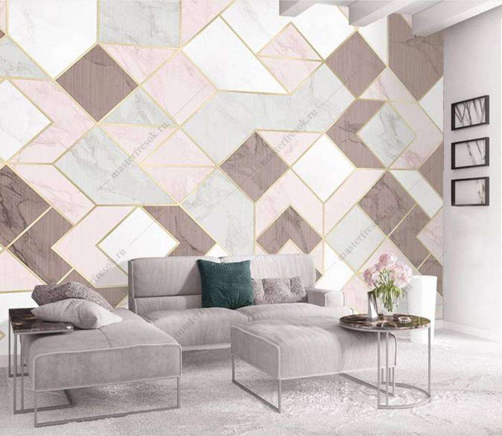Фотообои в интерьере геометрия-ромбики  16-136 фото
