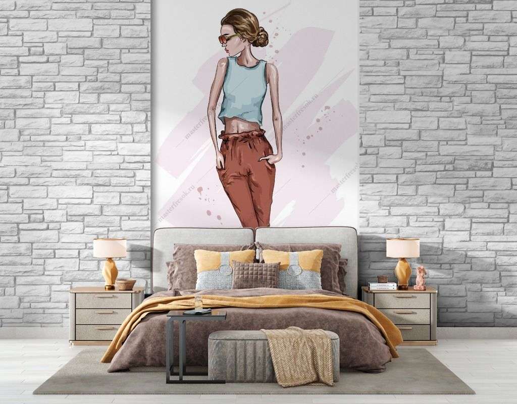 Фотообои в интерьере стильная девушка  12-1376 фото