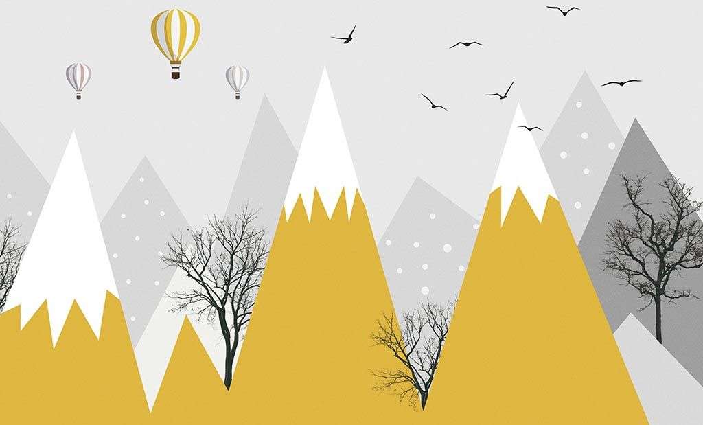 Фотообои в интерьере желтые пики  14-188 фото