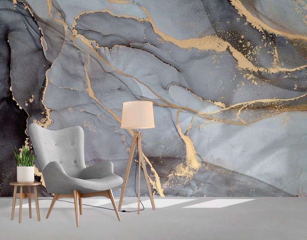 Фотообои в интерьере мрамор серый светлый  9-2052 фото