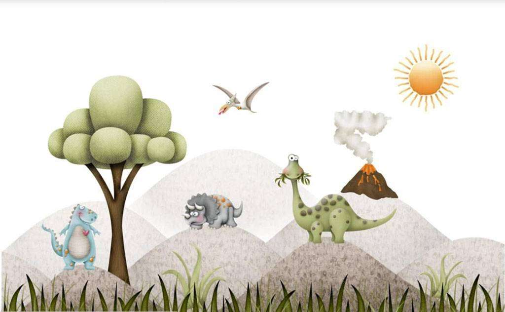 Фотообои в интерьере милые динозавры  15-631 фото