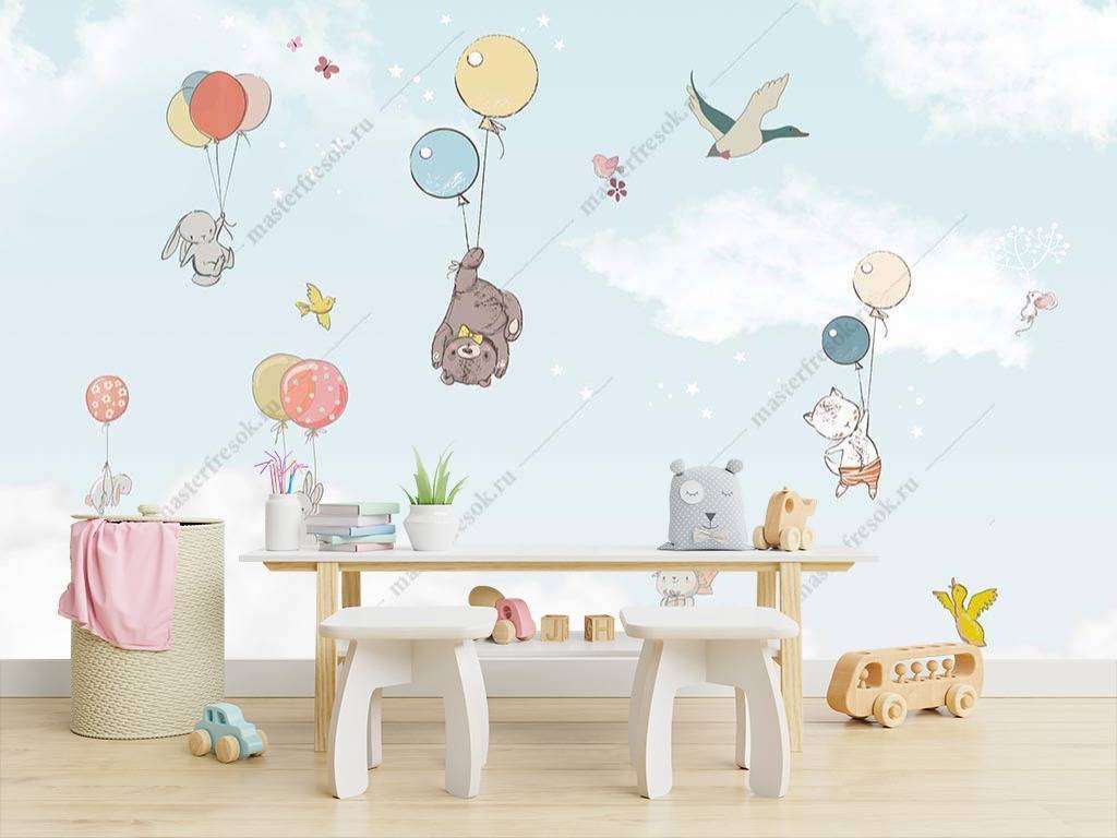 Фотообои в интерьере летающие шарики  14-054 фото