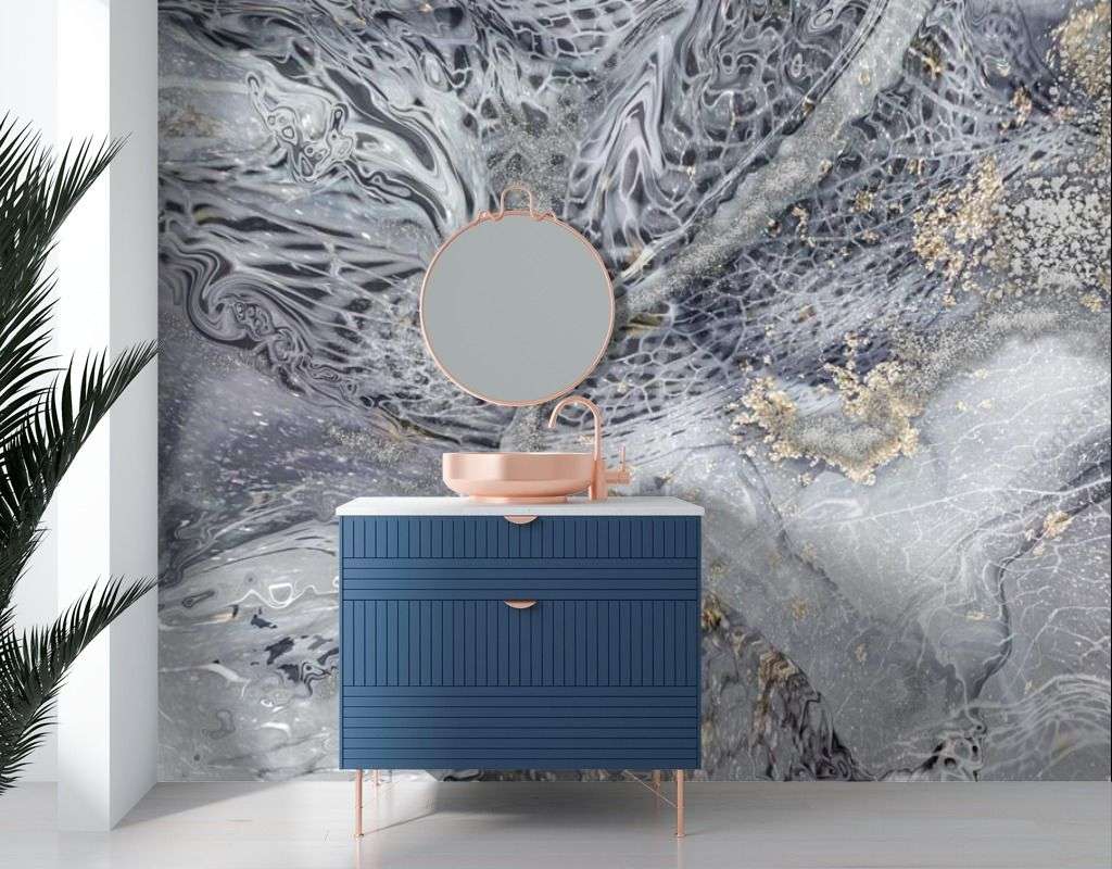 Фотообои в интерьере флюид черное золото  13-459 фото