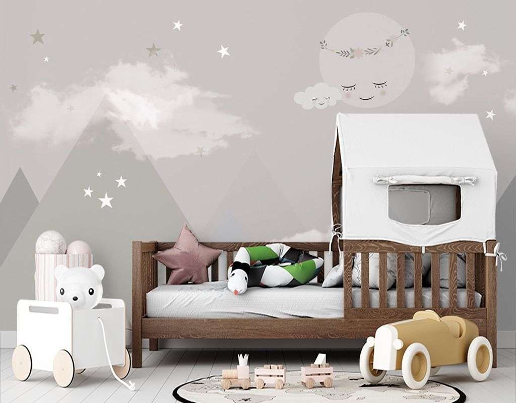 Фотообои в интерьере в детскую горы серые    14-766 фото