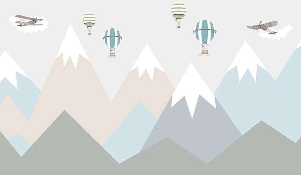 Фотообои в интерьере голубые скандинавские горы  14-381 фото