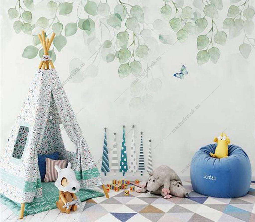 Фотообои в интерьере нежные веточки  16-181 фото