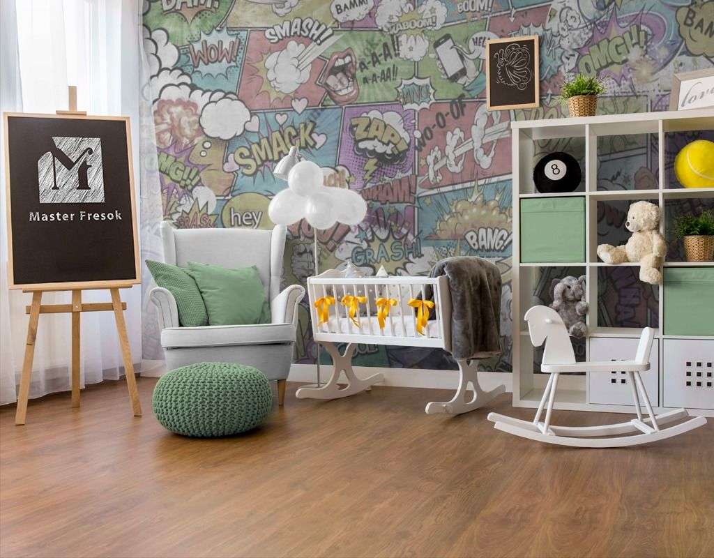 Фотообои в интерьере комиксы на стену  12-1369 фото