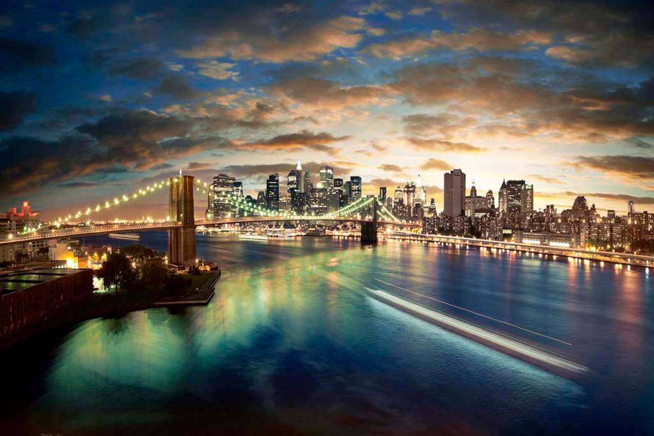 Фотообои в интерьере пространство ночного города  4-251 фото