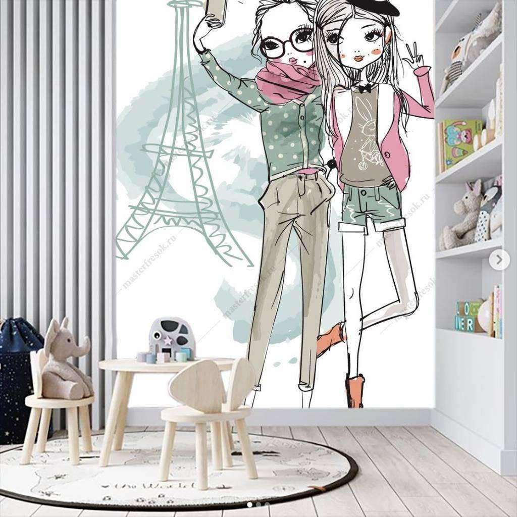 Фотообои Подружки в Париже  12-1129