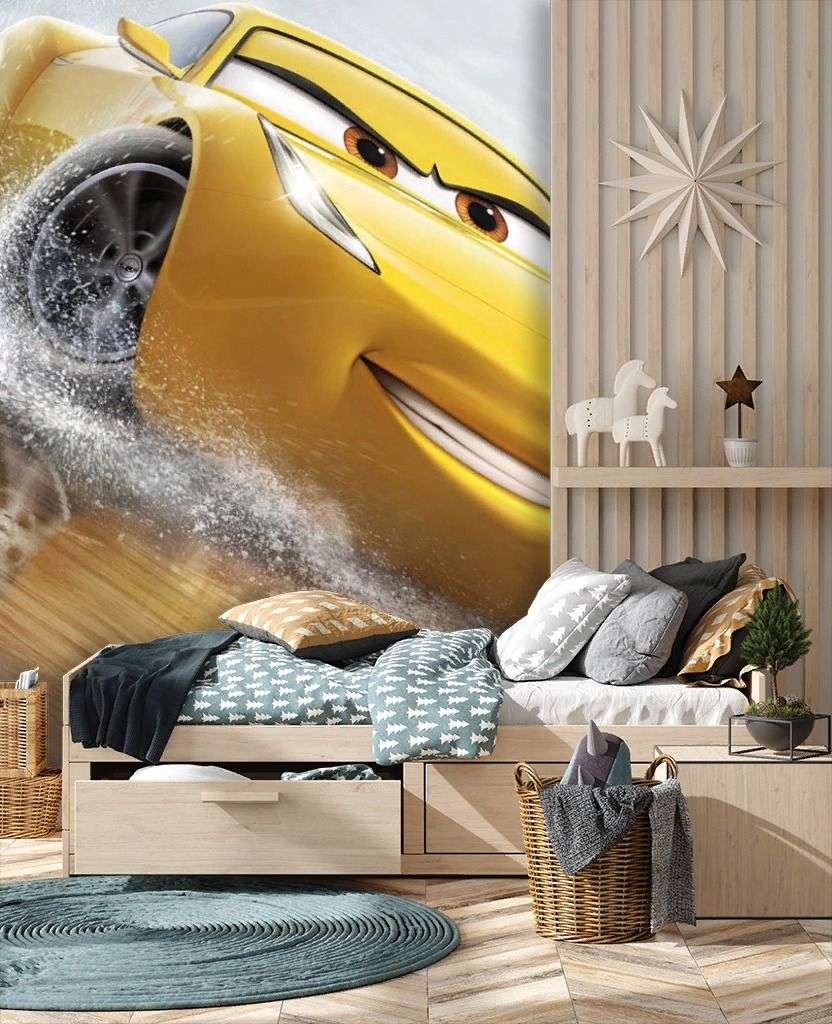 Фотообои в интерьере желтая тачка  12-1654 фото