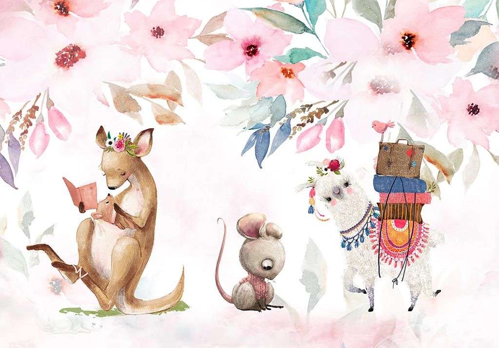 Фотообои в интерьере детские иллюстрации с животными  14-007 фото