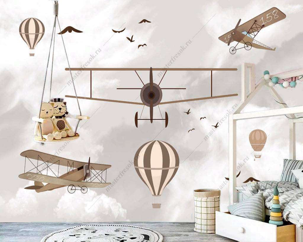 Фотообои в интерьере самолеты в небе  12-812 фото