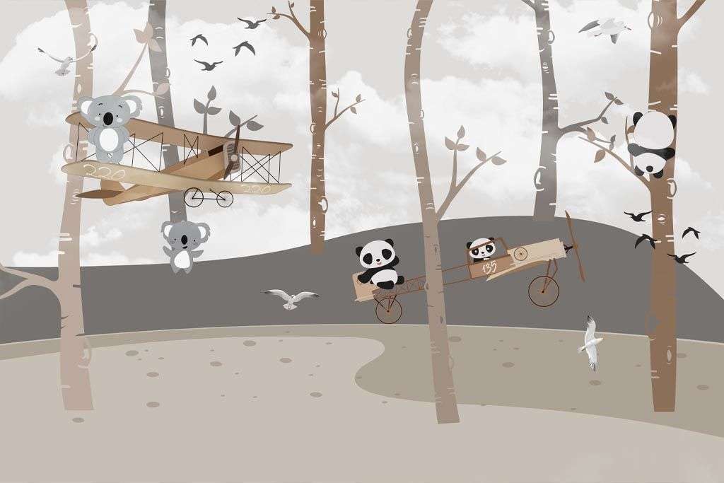 Фотообои в интерьере панды на дереве  14-603 фото