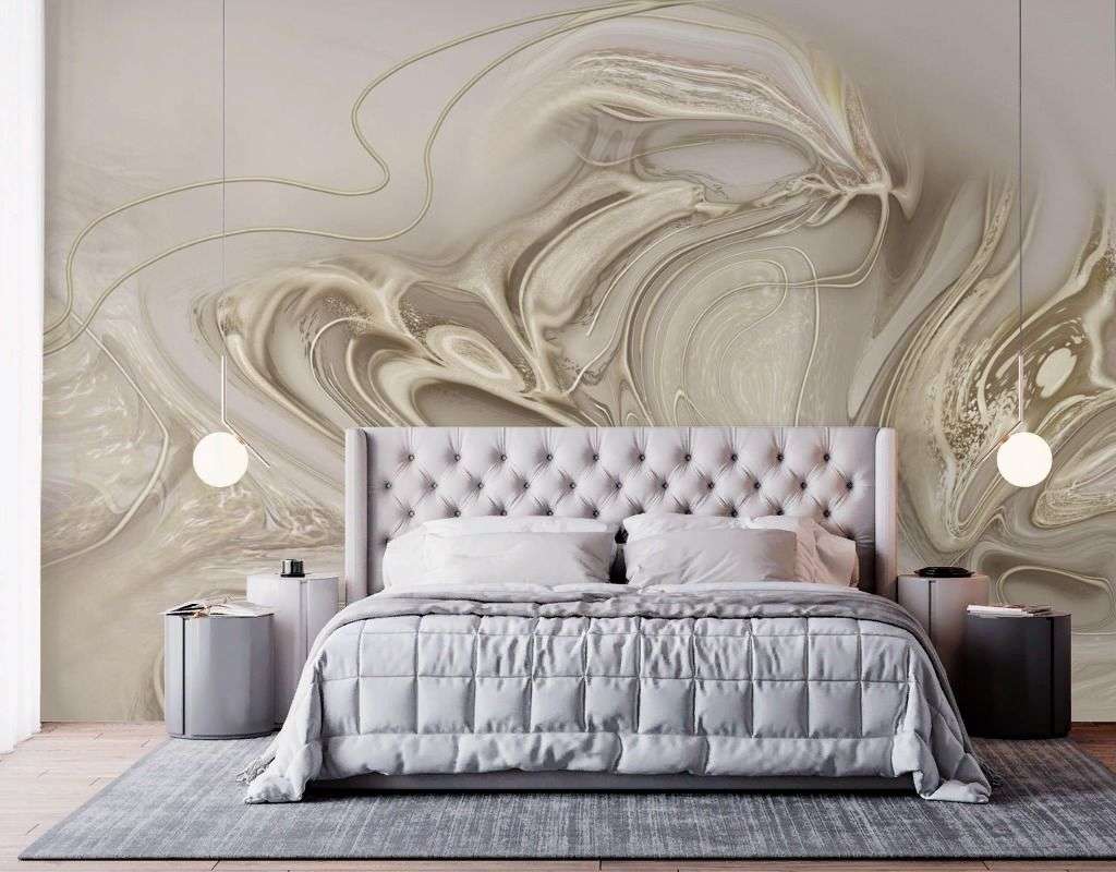 Фотообои в интерьере бежевые разводы  13-689 фото