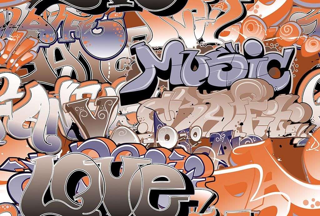 Фотообои в интерьере современные граффити  12-1282 фото